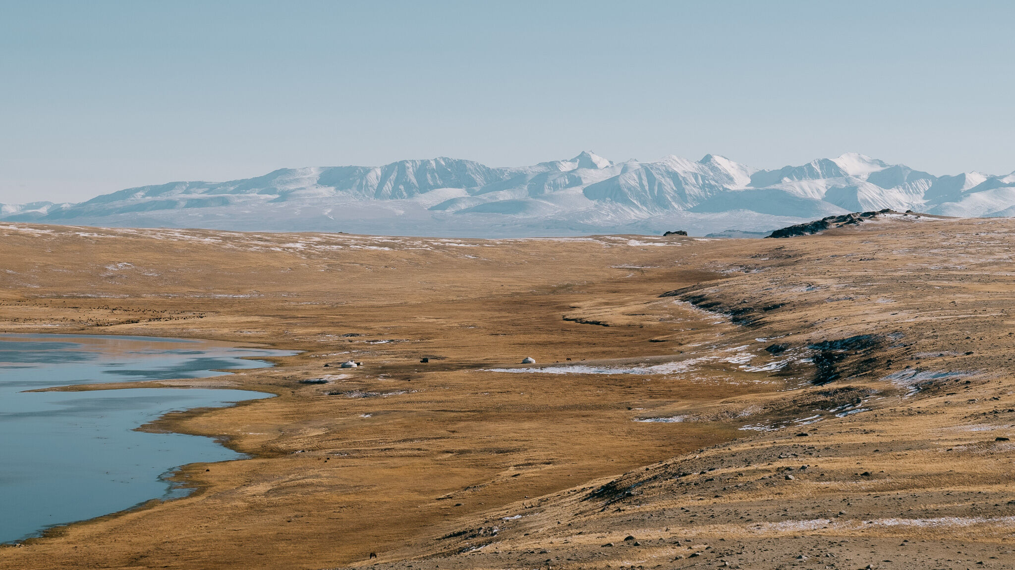 A single ger below the snow line in the Altai